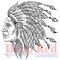 Deep Red Stamps Indian Chief Rubber Cling Stamp 2 x 2.1 inches